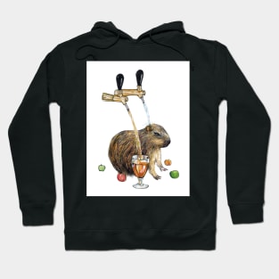 Baby capybara taking cider shower Hoodie